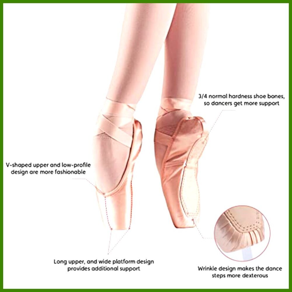 Satin Pointe Shoes Professional Ballet Dance Shoes with Ribbon - Picture 6 of 7